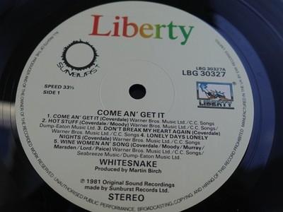 Gripsweat - Whitesnake COME AN' GET IT 1981 UK LP 1st Press
